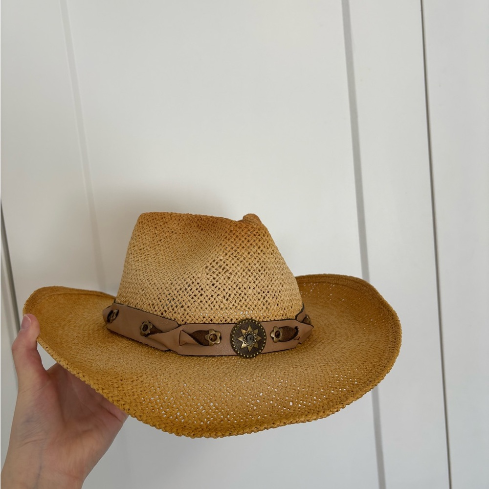 Outlaws‎ Cowboy Western Raffia Paper Straw Summer Festival Cowgirl Hat - Picture 13 of 15